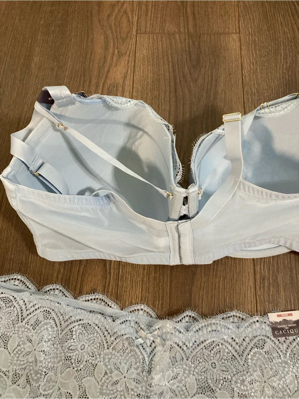 Cacique Boost Balconette Bra Light Blue Lace With Pantie Set Size 42F 18/20